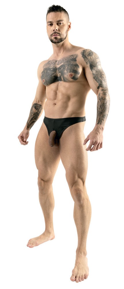 Black Thong With Front Opening