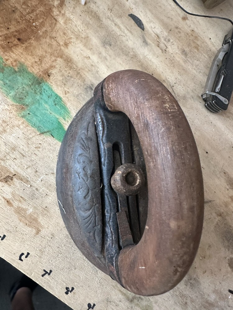 Vintage Sad Iron With Wood Handle