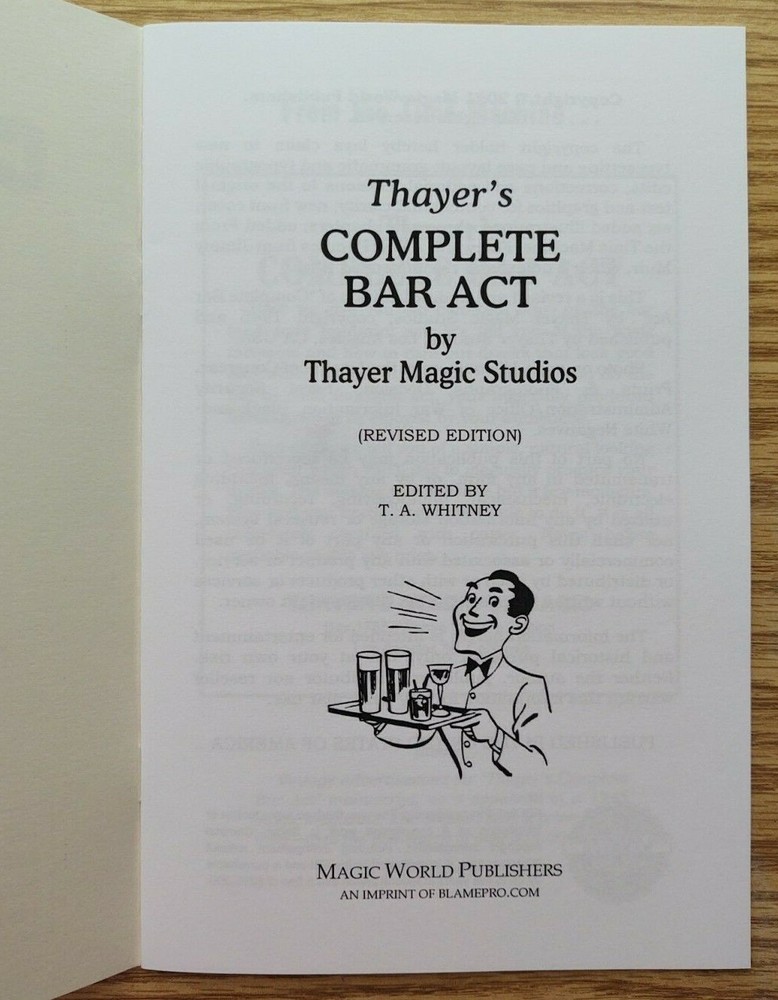 Thayer's Complete Bar Act (Includes Soda Fountain and Cocktail drinks)