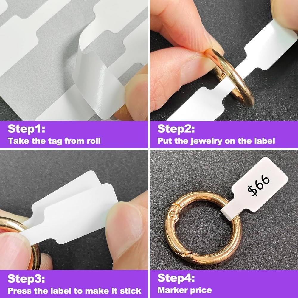 500Pcs Jewelry Price Tags: Rectangular Self-Adhesive Labels for Ring Display