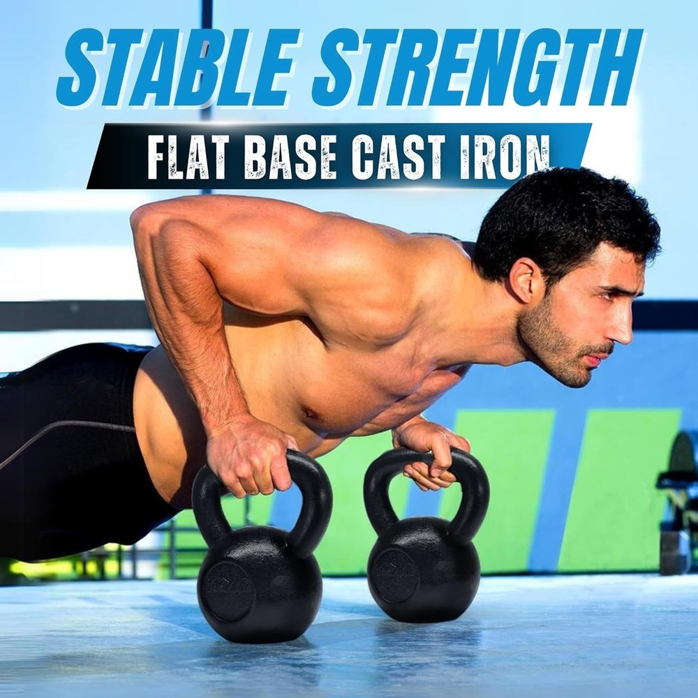 Durable 5-80 Lb Cast Iron Kettlebell Set for Comprehensive Strength Training