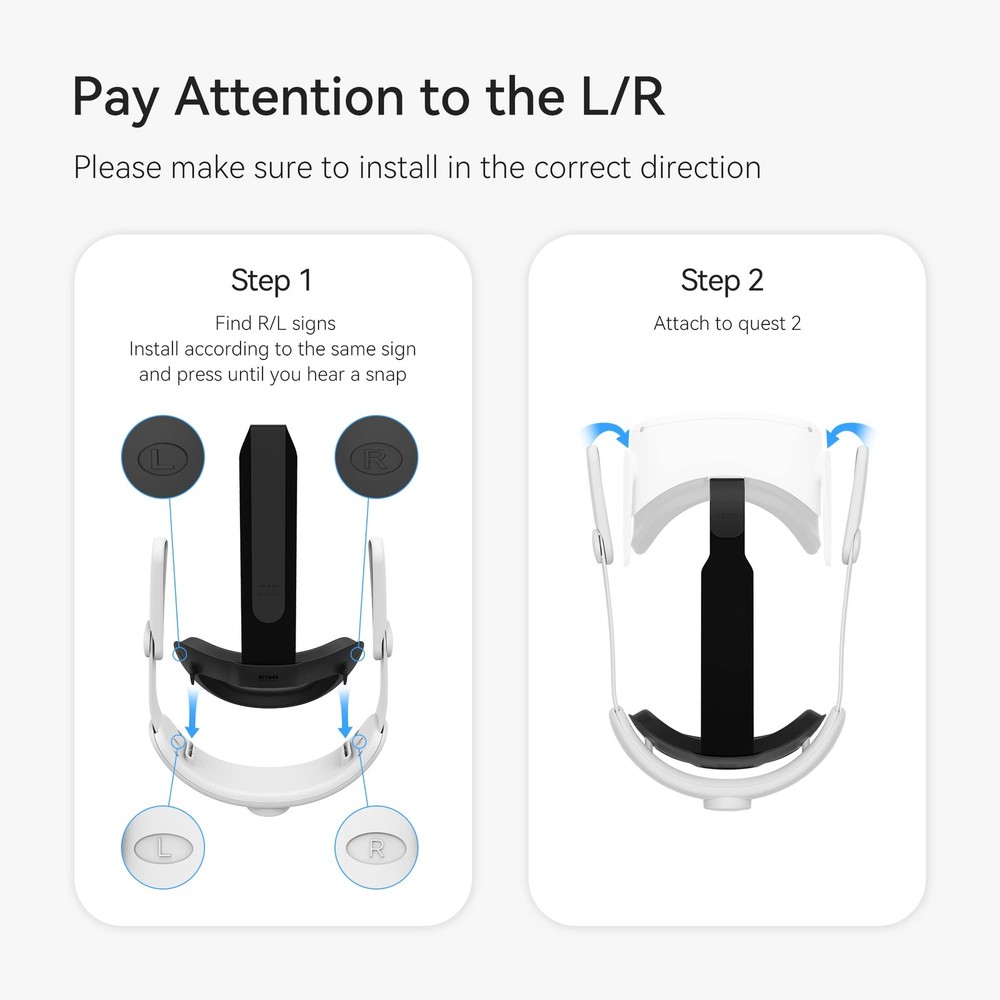 K2 Comfort Head Strap for Oculus/Meta Quest 2, Enhanced Support VR Accessory
