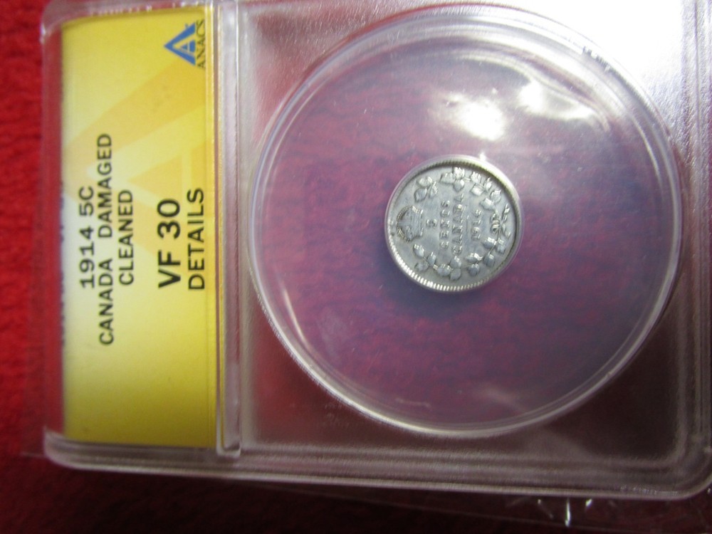 1914 Canada 5 Cent ANACS VF30 DETAILS