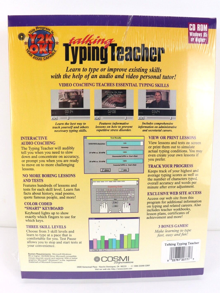 Talking Typing Teacher CD-ROM New Sealed 1996