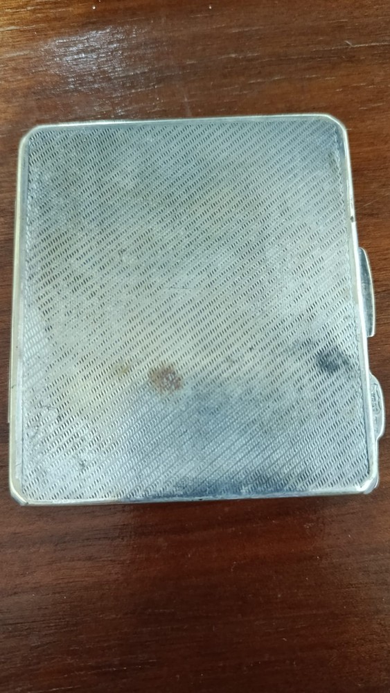 Vintage Art Deco Cigarette Case EPNS Engine Turned Pattern Antique Silver Toned