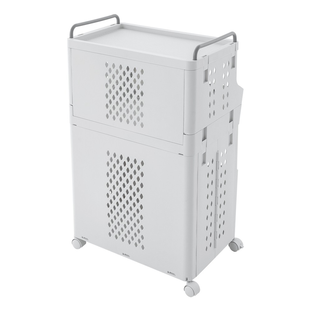 2-tier Movable Laundry Basket Laundry Hamper w/ Wheels Laundry Stackable Basket