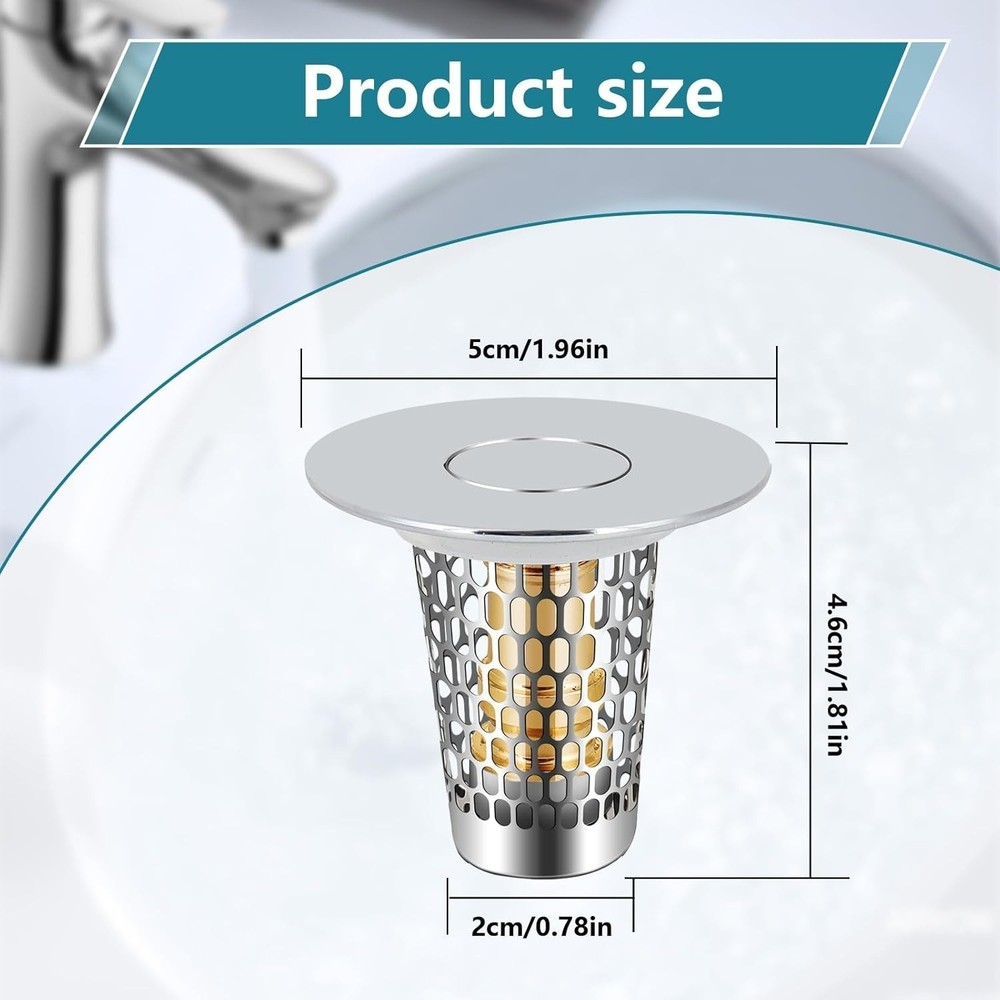 Universal Bathroom Sink Stopper Drain Filter Wash Basin Core Bounce Pop Up Plug.
