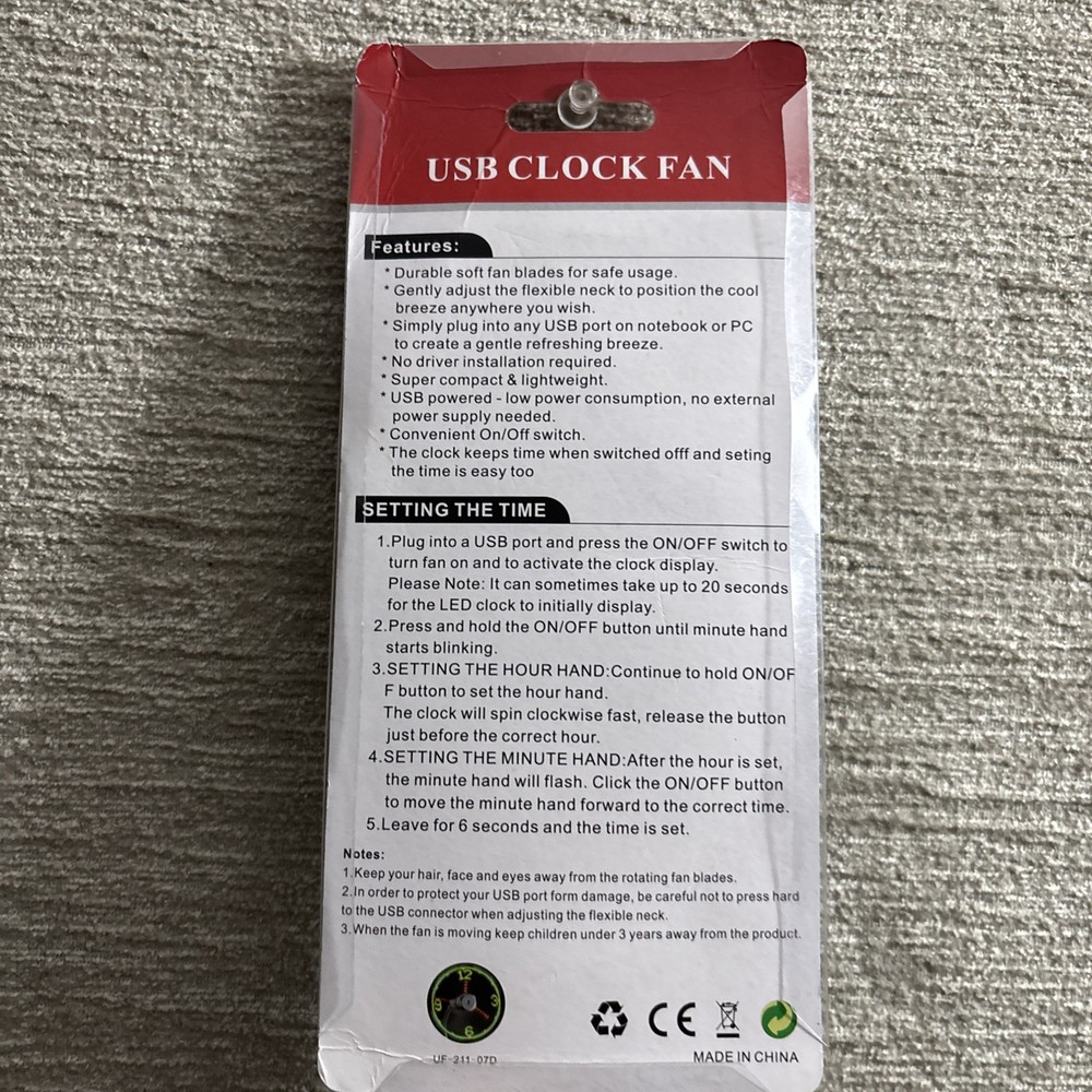 LED Clock Fan Real Time Display Function Mini USB Fan Powered Cooling Flashing
