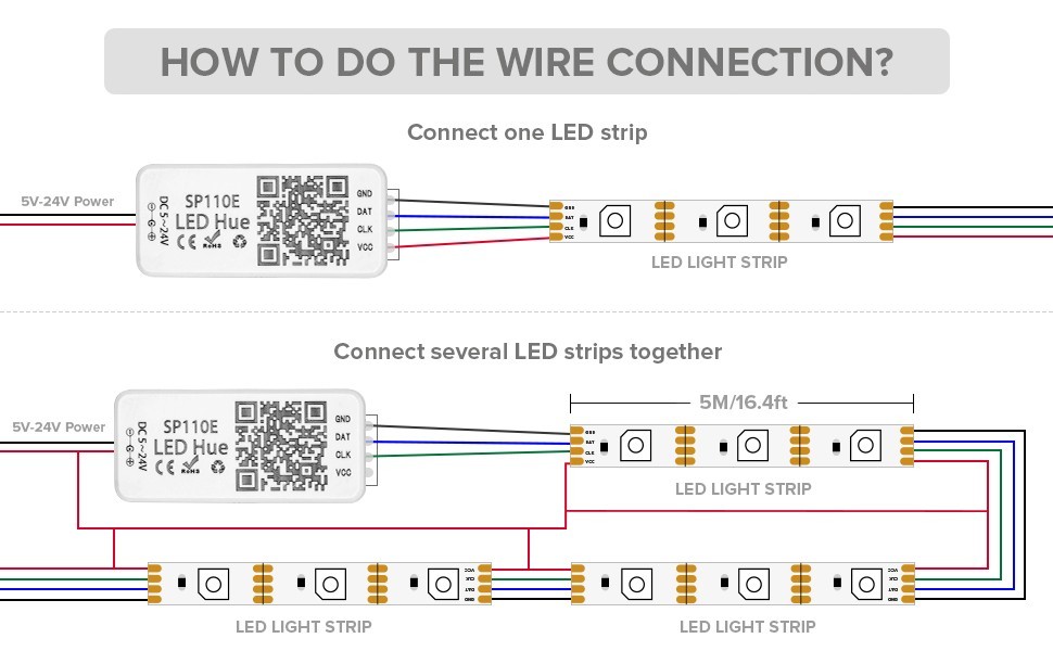 WS2812B WS2811 Addressable LED Bluetooth Controller iOS Android App Wireless