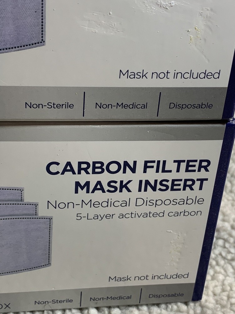 ICU Carbon Filter Mask Insert 5 Layer activated Carbon - 30ct 2 boxes New