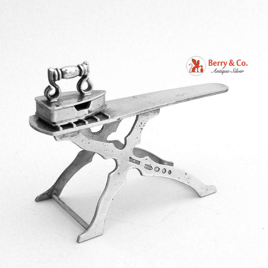 Dutch Miniature Ironing Board With Iron Sterling Silver 1920