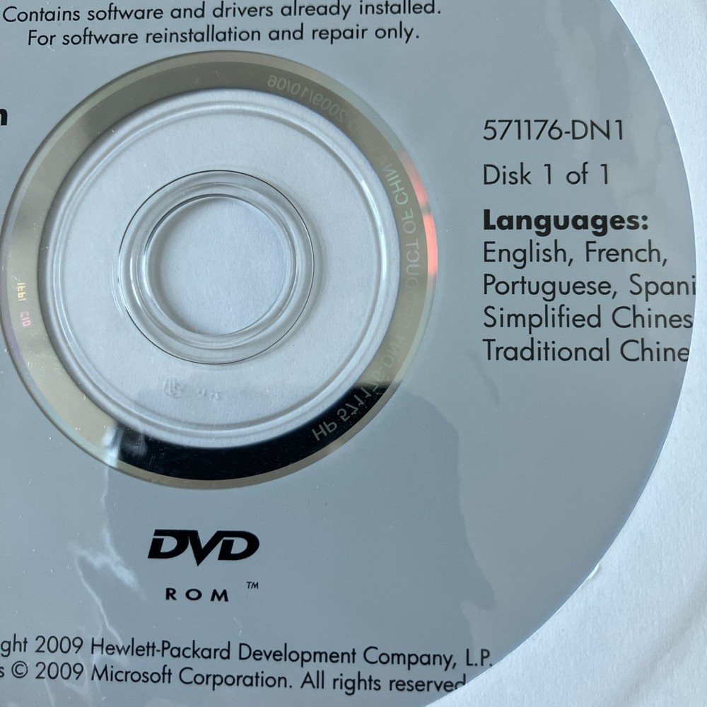 HP Windows 7 Professional Operating System DVD 2009 32-bit Software 571176-DN1