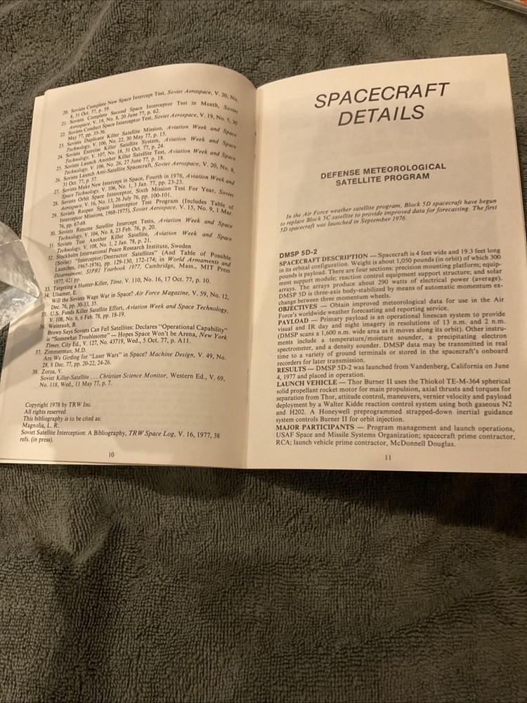 Thompson Ramo Wooldridge TRW Space Log 1977, Soviet Interceptor Program ￼NASA