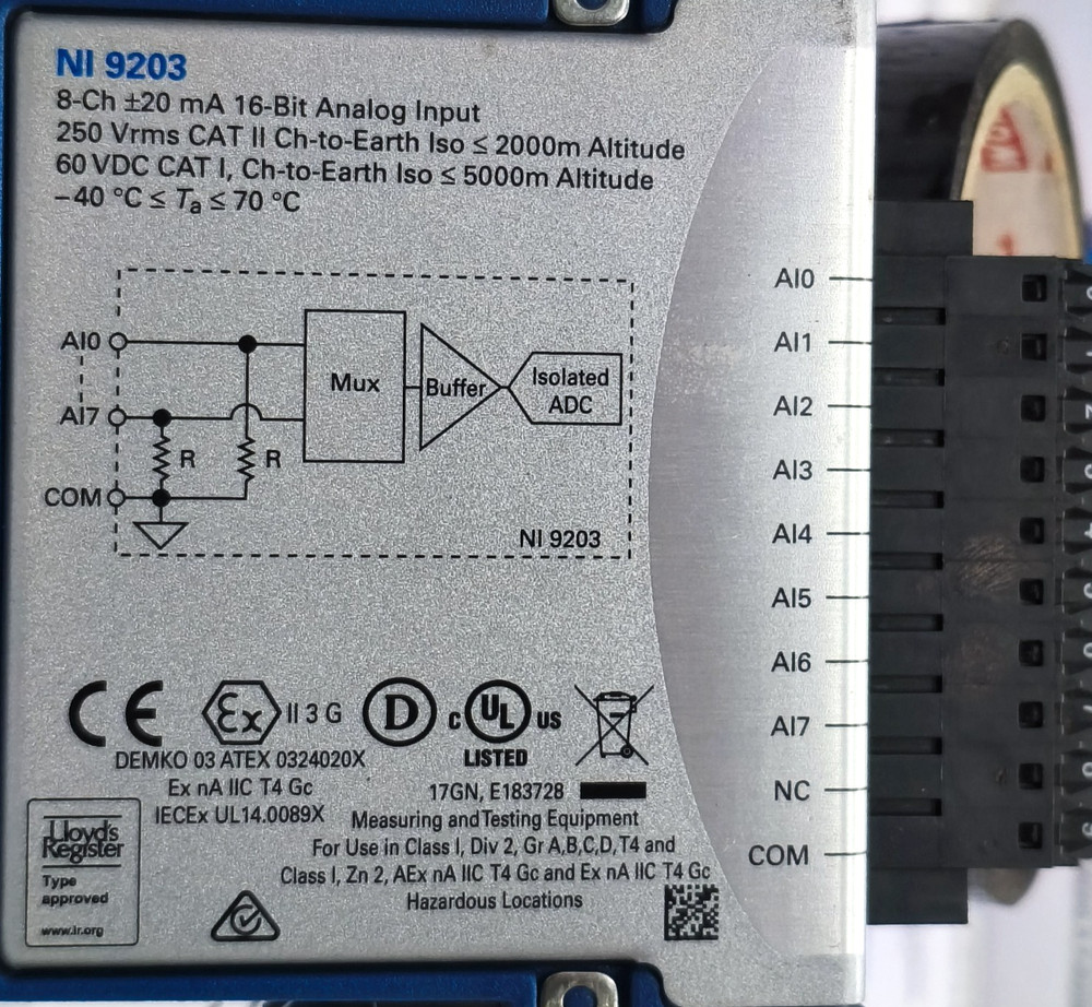 NATIONAL INSTRUMENTS NI 9203 ANALOG CURRENT INPUT MODULE