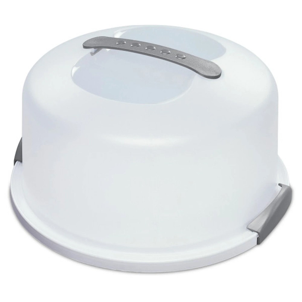STERILITE Portable Latching Round Cake Server 1 pack White CLEAR Carrier Keeper
