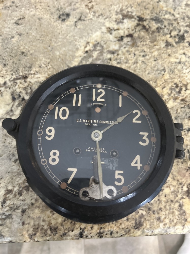Chelsea Ships Bell Clock With Key 1945
