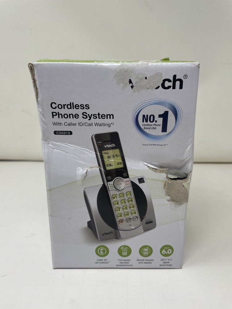 VTech CS6919 DECT 6.0 1 Handset Cordless Phone System Silver/Black Caller ID