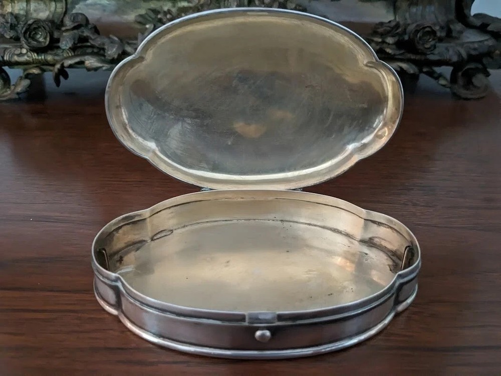THEODORE B STARR ENGRAVED STERLING SILVER OVAL BOX CIRCA 1886