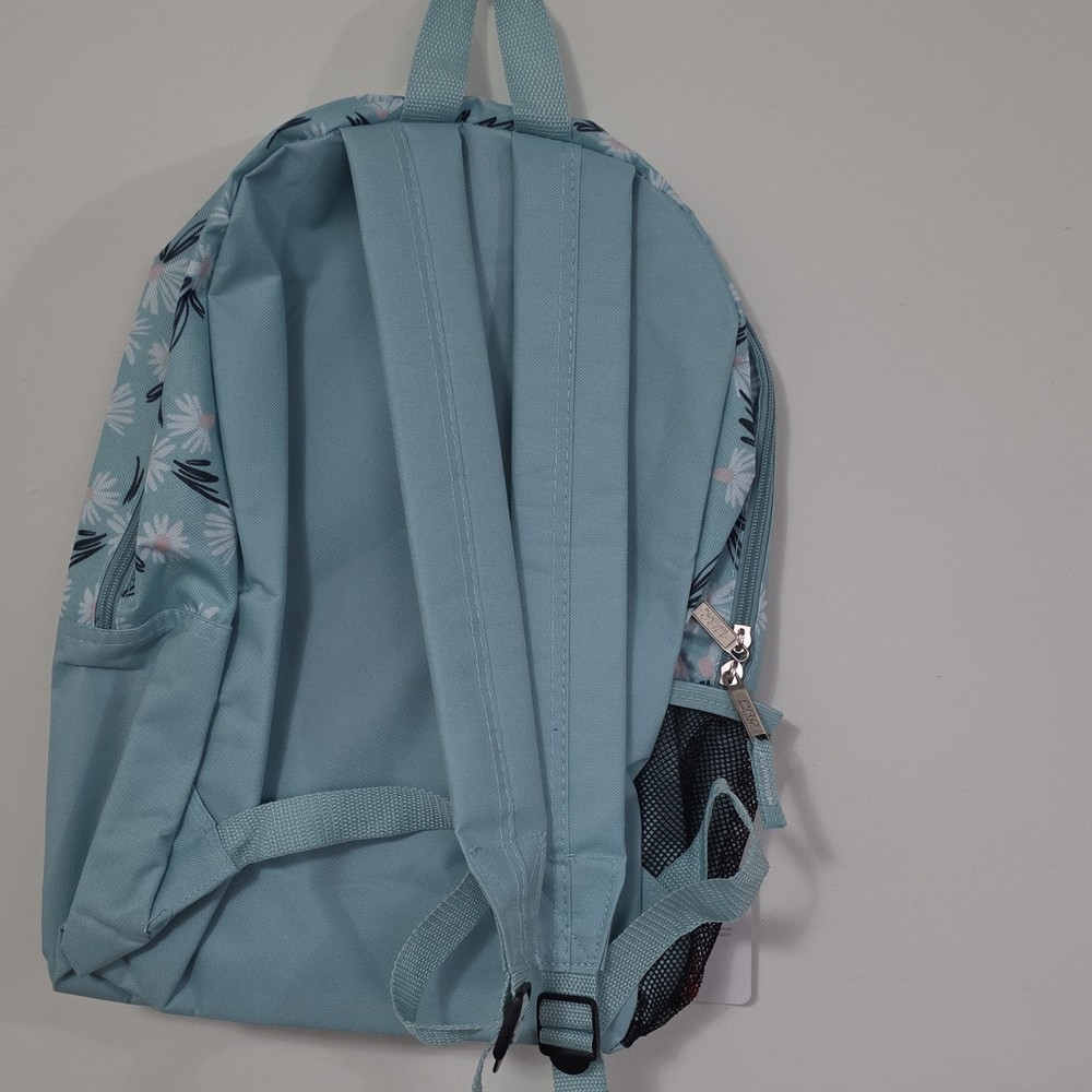 PROSPORT Kids Backpack Light Blue Floral Canvas Adjustable Strap Front Pocket