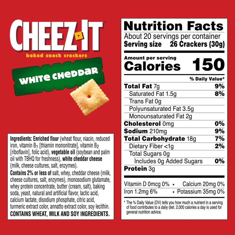 White Cheddar Cheese Crackers Baked Snack Crackers 21 oz