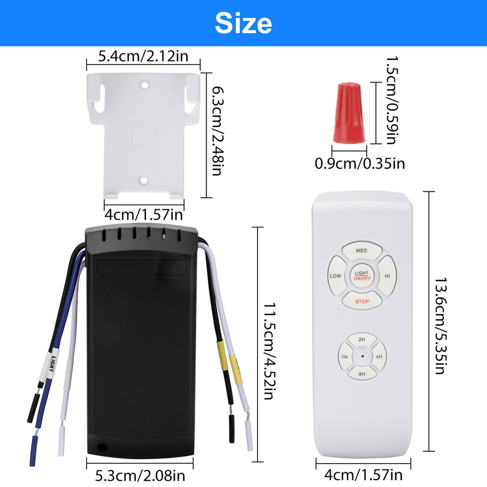 Ceiling Fan Remote Control Kit w/ Timer 3 Speed & Light Switch for Existing Fans