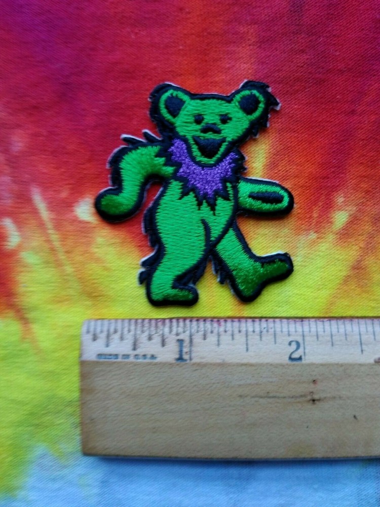 Grateful Dead Green Dancing Bear 2 x 2 Inch Iron On Patch