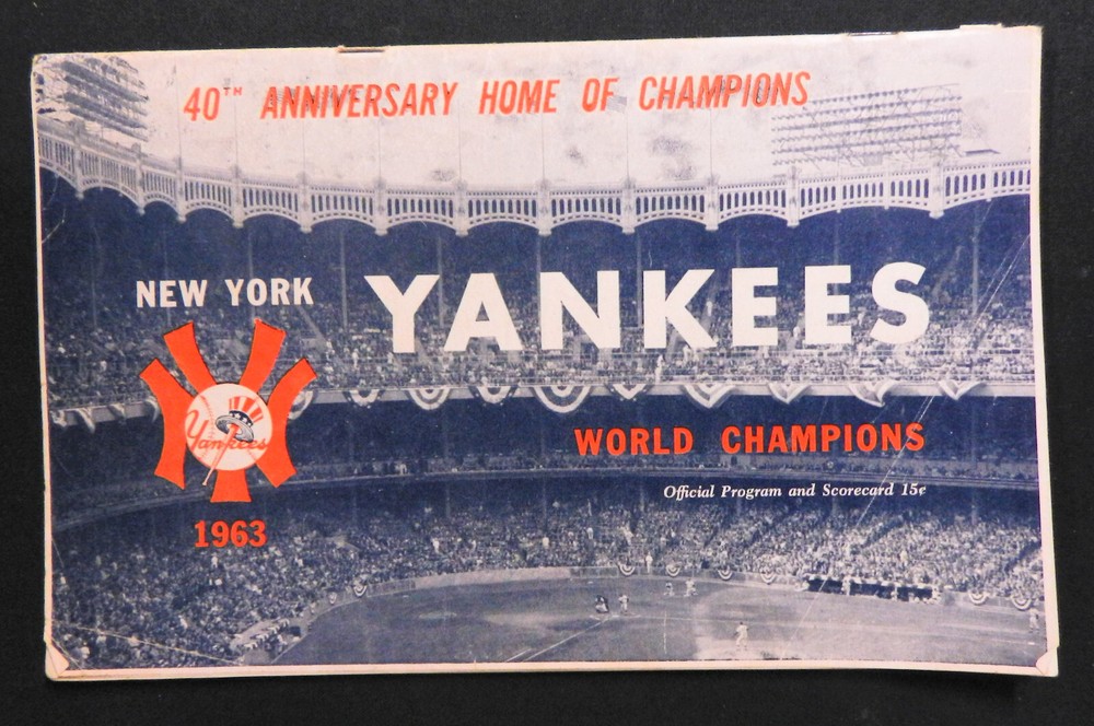 1963 New York Yankees Baseball Program Scorebook