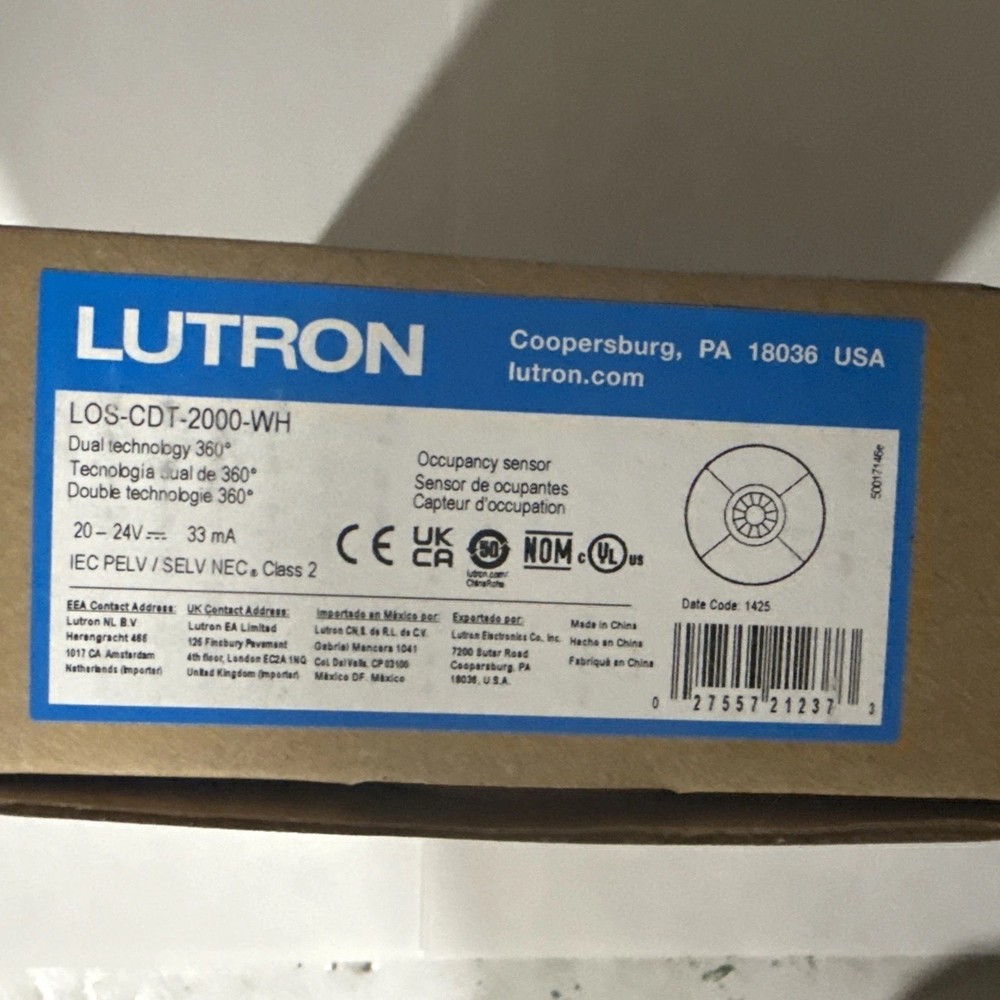 Lutron Dual Technology Ceiling Mount Sensor LOS-CDT-2000-WH