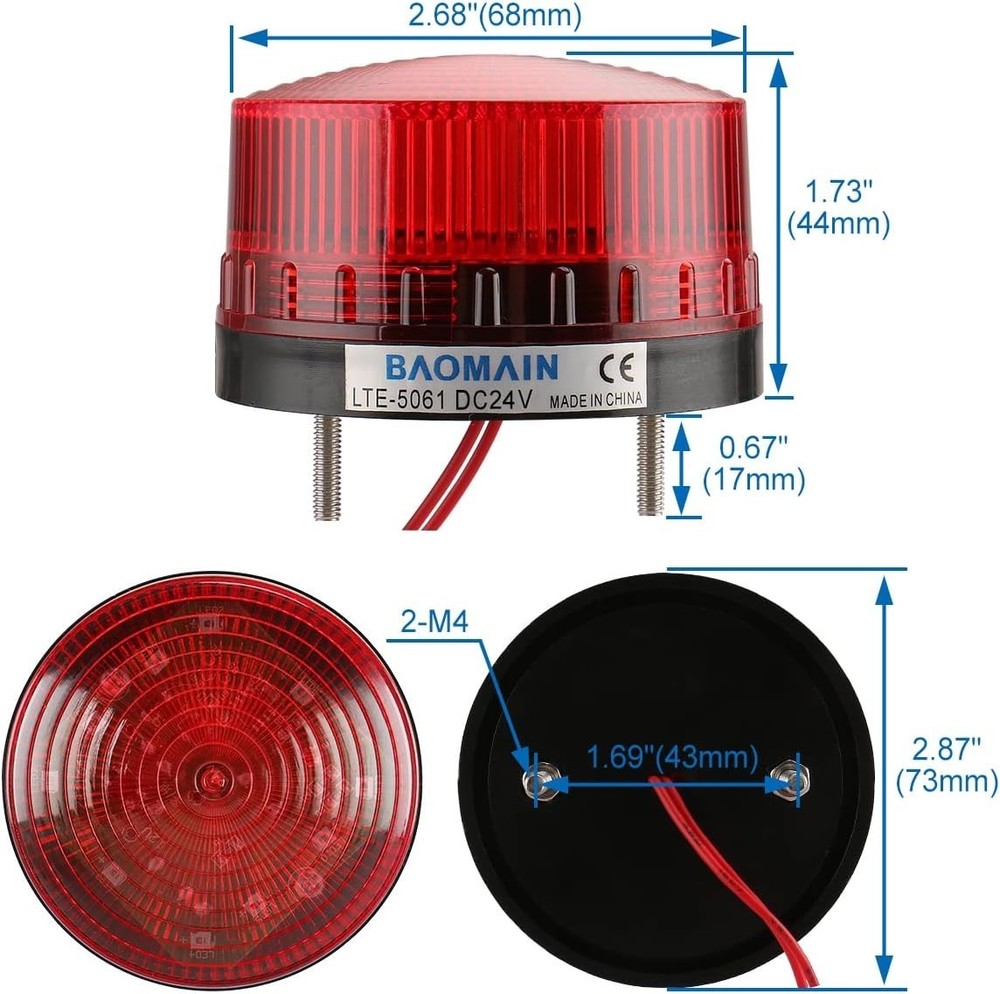 Durable Red Strobe Warning Light with 360-Degree Visibility for Construction Use