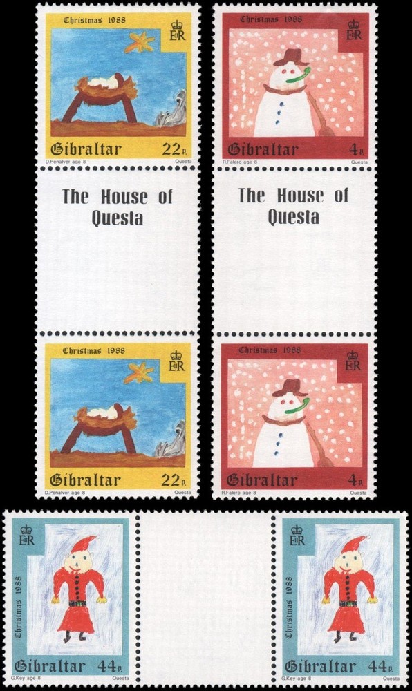 Gibraltar #540-542 MNH gutter pairs