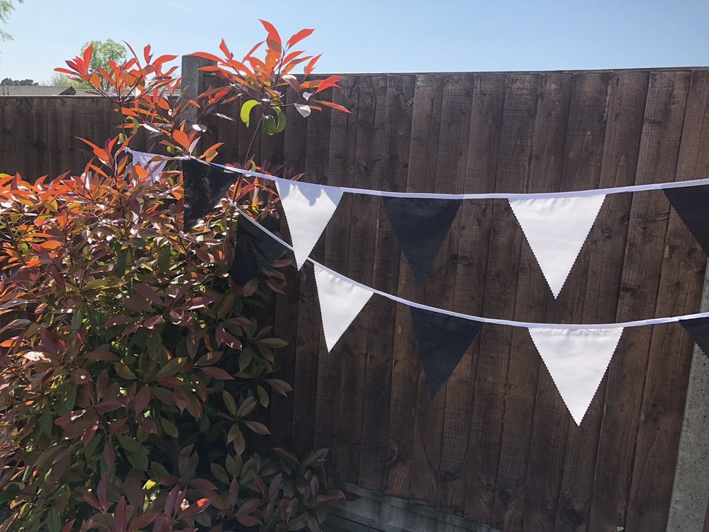 BLACK AND WHITE 30ft FABRIC BUNTING