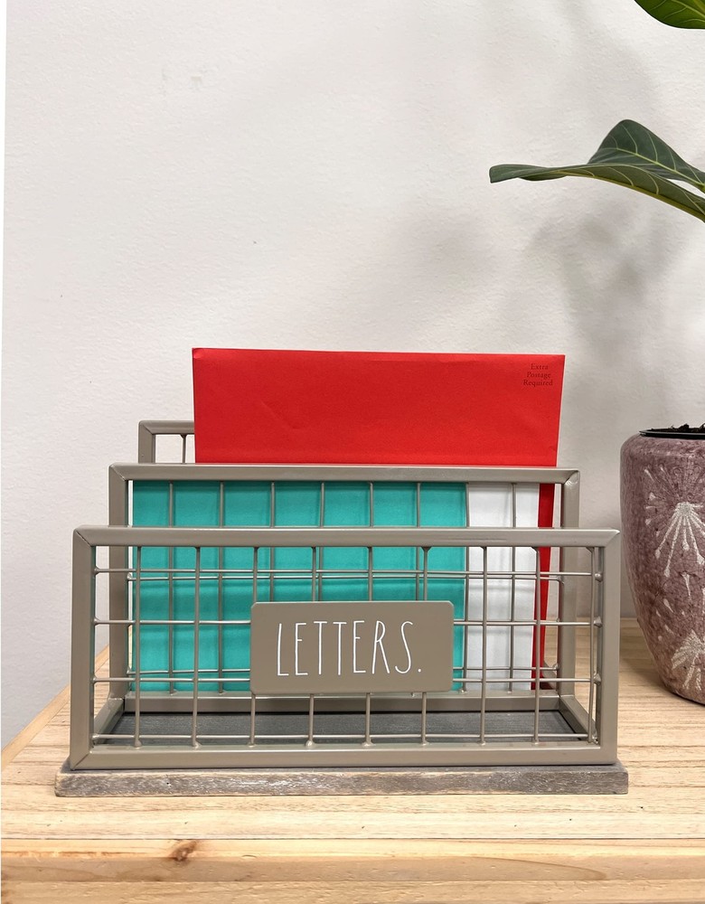 Desktop Mail Organizer - 2 Compartment Mail Holder & Stationary Table Top Des...
