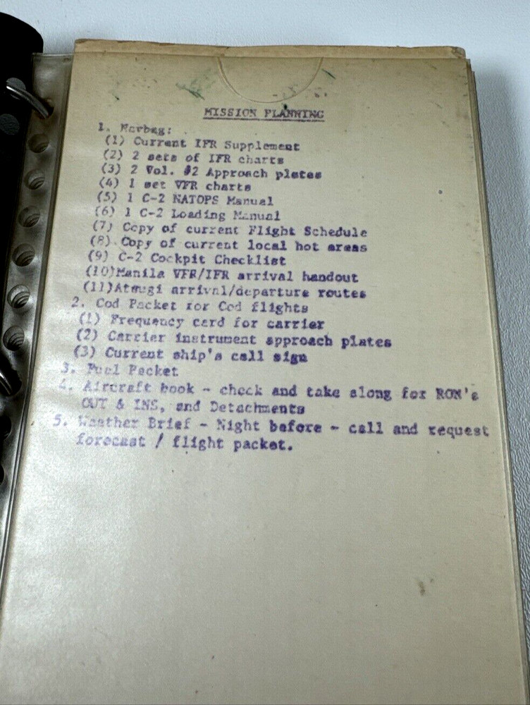 Vcr-50 Squadron Routing Guide US Navy Flight Crew Check Lists 3 Ring Book Read