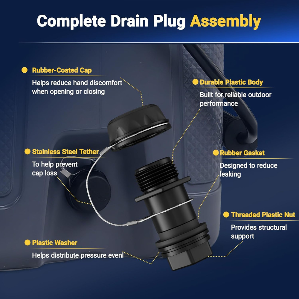 Drain Plug Replacement with Stainless Steel Tether Compatible with Igloo BMX,...