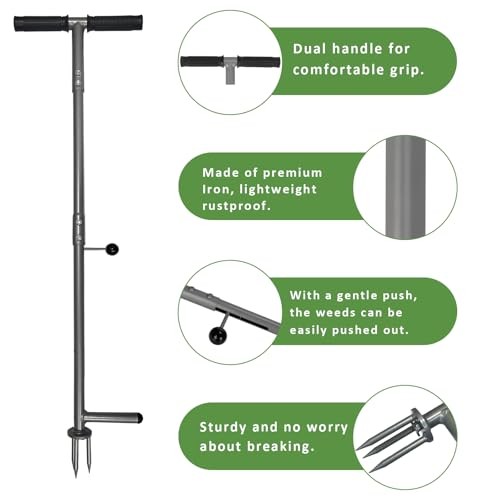 39"/42" Stand Up Weeder Hand Tool - Weed Puller Tool - Long Handle 3 1.0 Black