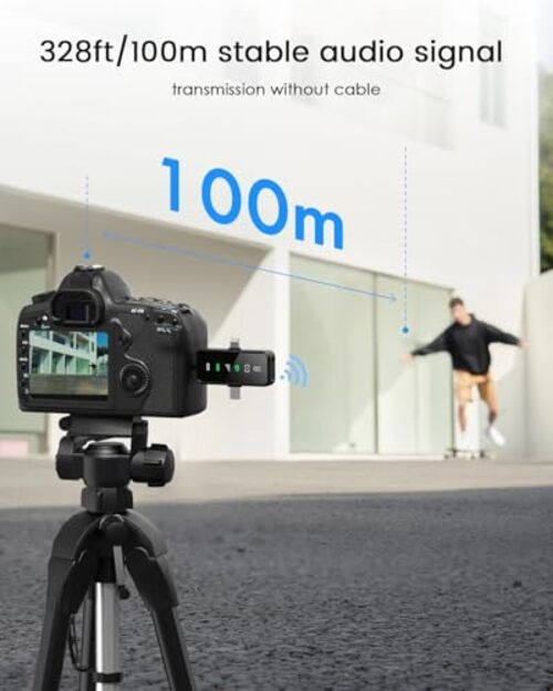 3-in-1 Compact Mini Microphone for iPhone, Android, Camera with Pitch Black