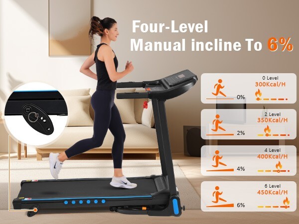 NEW Incline Treadmill 10MPH Auto-Folding Type C & USB Charge Bluetooth Speaker