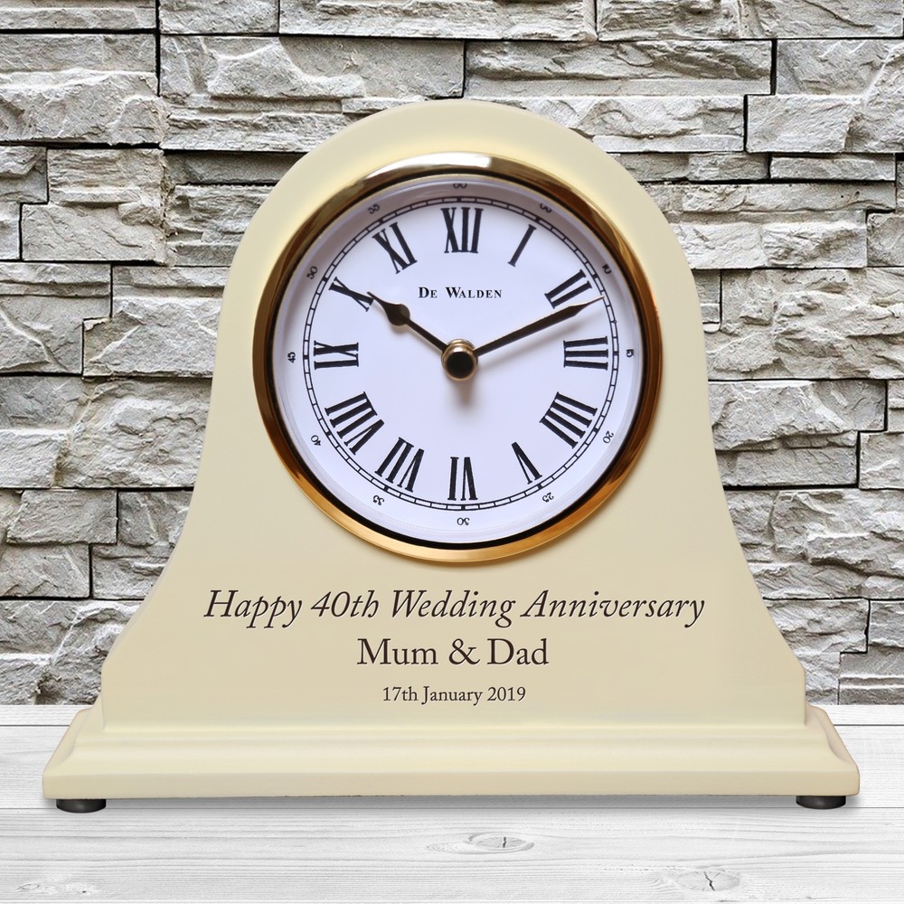 Personalised 40th Ruby Wedding Anniversary Mantel Clock 40 Years Gift Idea