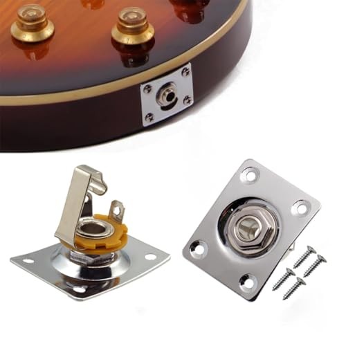 JD.Moon Square Metal 1/4 Output Jack Plate Input Socket Small, Chrome