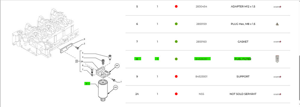 CASE CONSTRUCTION FUEL FILTER/WATER SEPARATOR - 84526251
