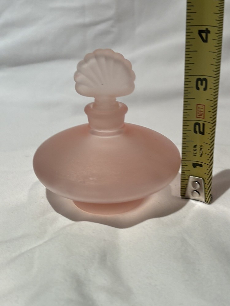 Blown Frosted Glass Perfume Bottle Shell Shape Stopper.