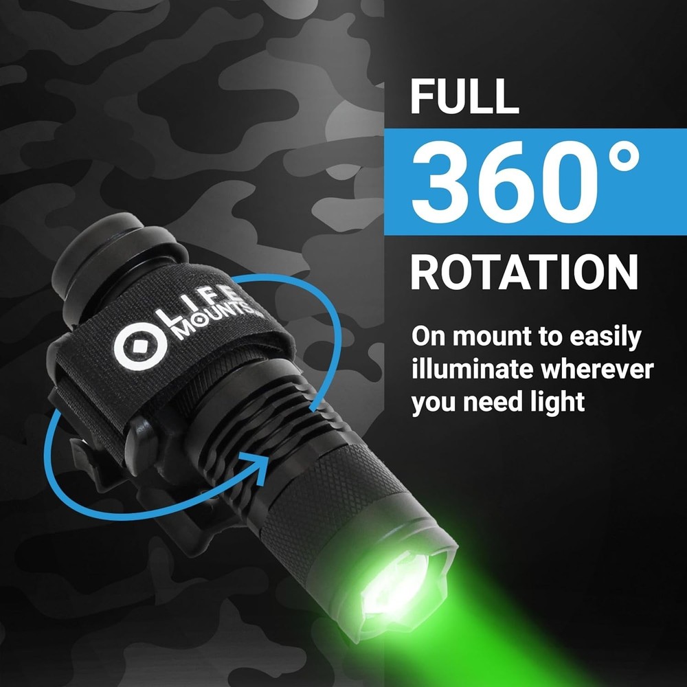 Tactical Helmet Flashlight Mount, Green LED