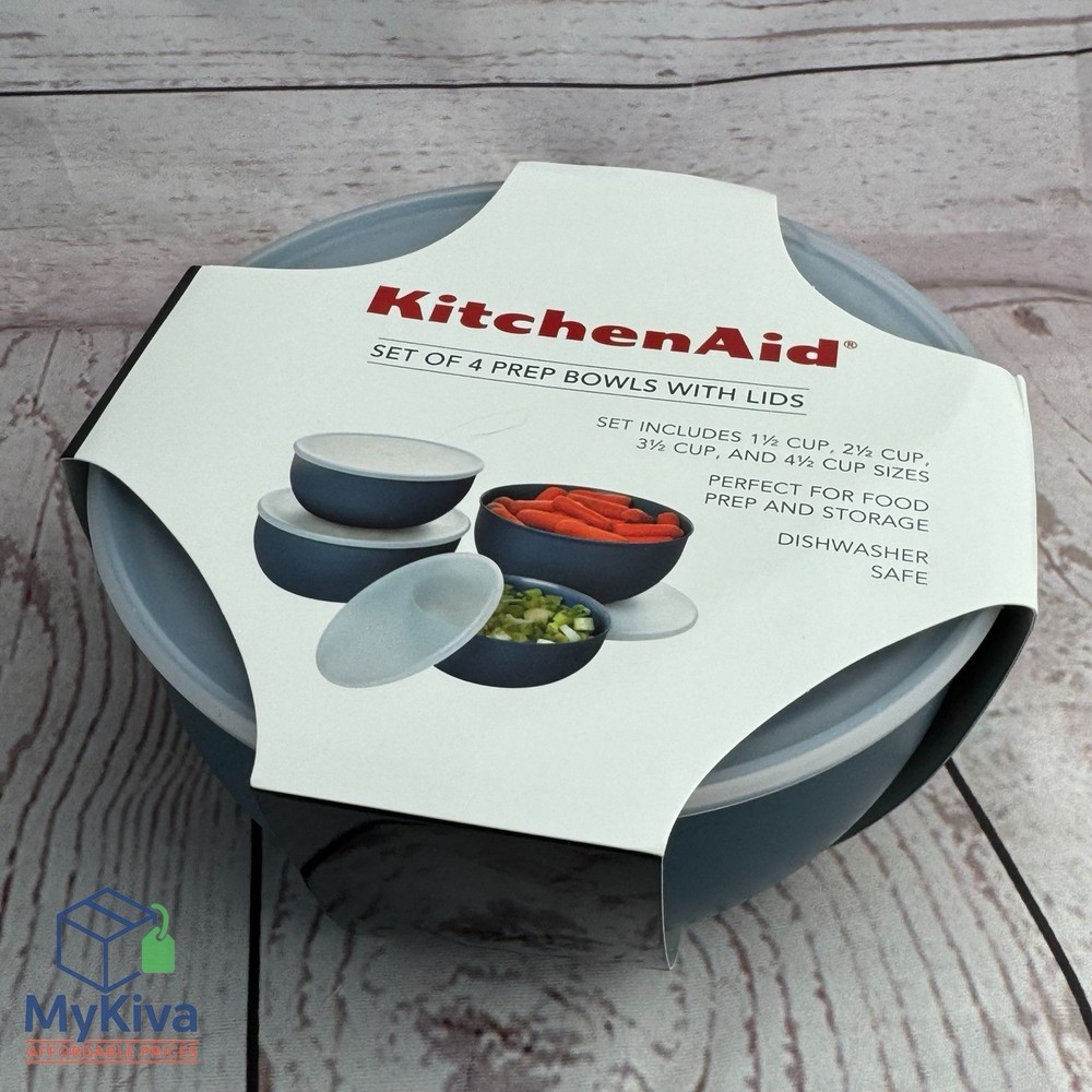 KitchenAid 7pc Nesting Mixing Bowl Set w Lids Agave Plastic Open Box