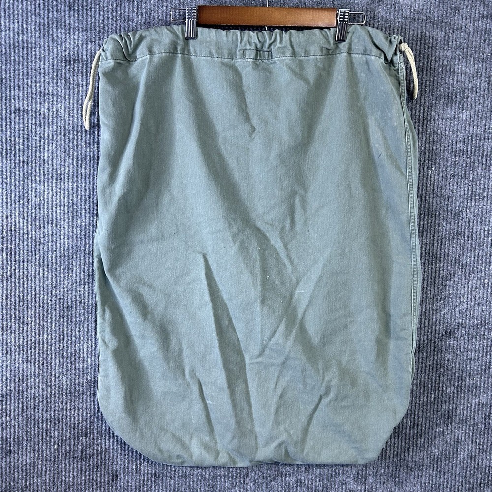 Vintage Military Laundry Bag Long 2 Green Drawstring