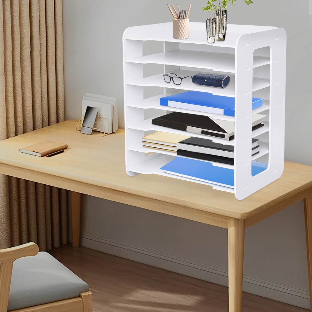7 Tier Paper File Holder Document Storage Rack Desktop Organizer Office Home