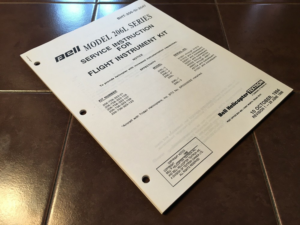 Bell 206L Flight Instrument Kit Service Instruction Manual