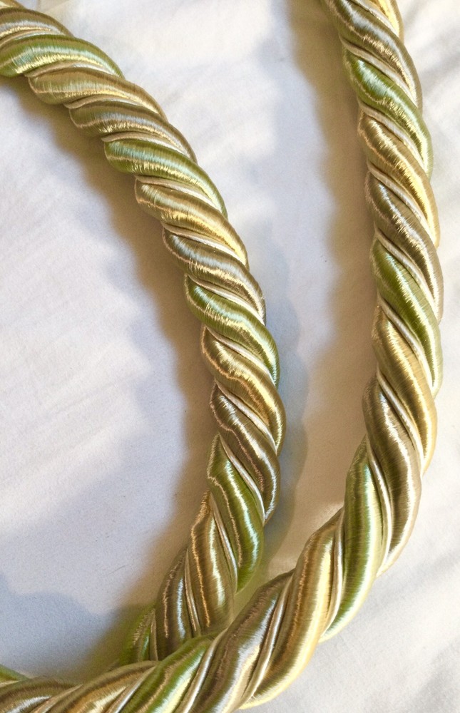 2 Curtain Large Rope Tie Backs 37” 2 Tone Golds￼