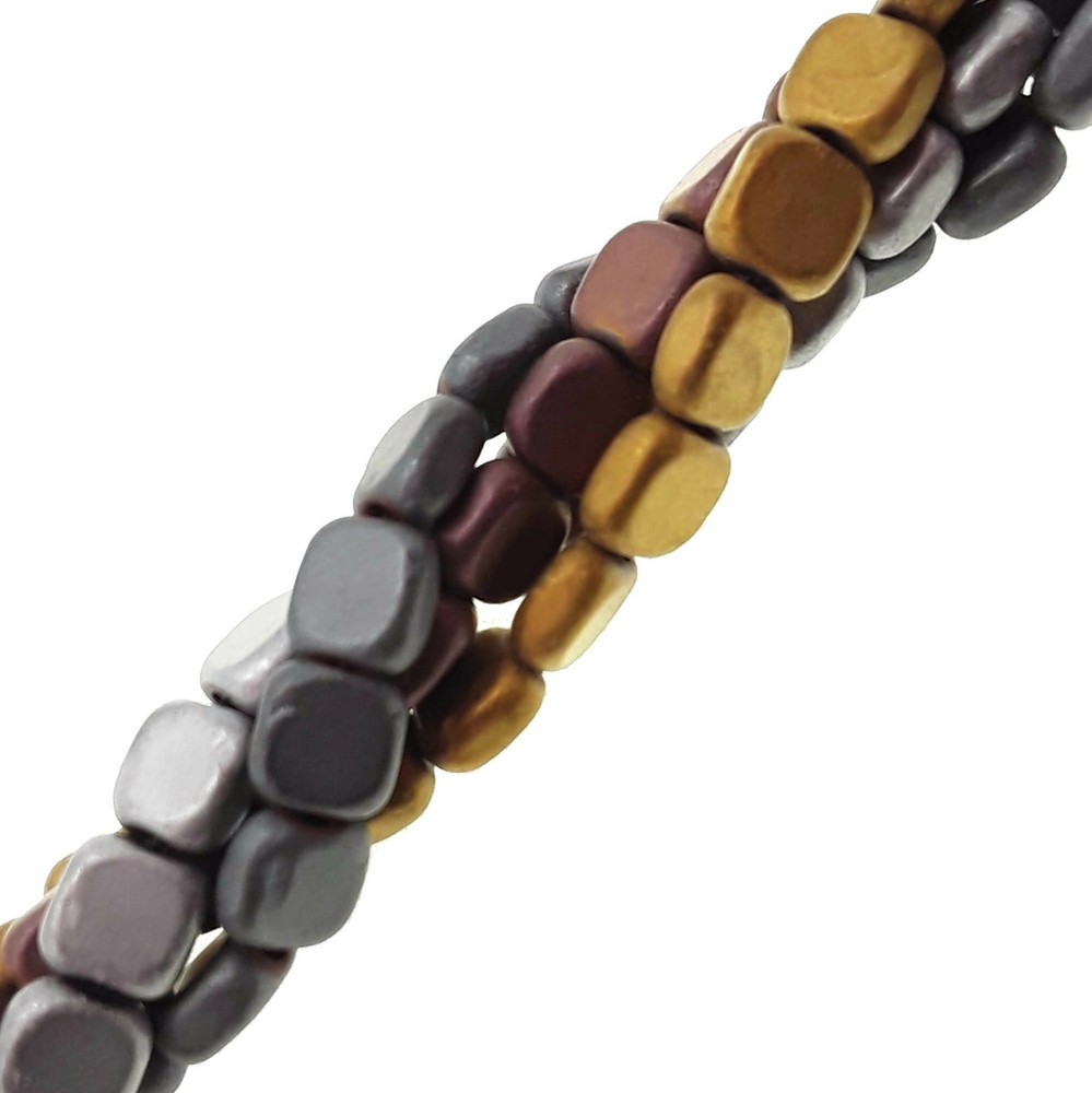 Gray/Gold/Silver/Copper Hematite Matte/Smooth Flat Square Beads 4mm 15.5" Strand