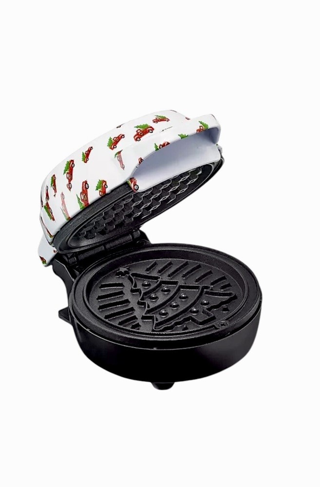 Bella Christmas Tree White/Multicolor Mini Waffle Maker New In Box