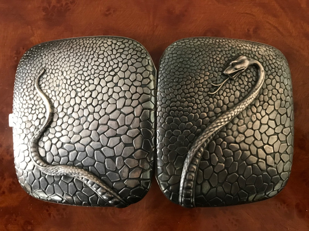 Antique - Silver Cigarette Case - Serpent - Pennsylvania - Patterson - Repousse